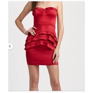 BCBG MaxAzria Strapless Bright Red Cocktail Dress Size 6